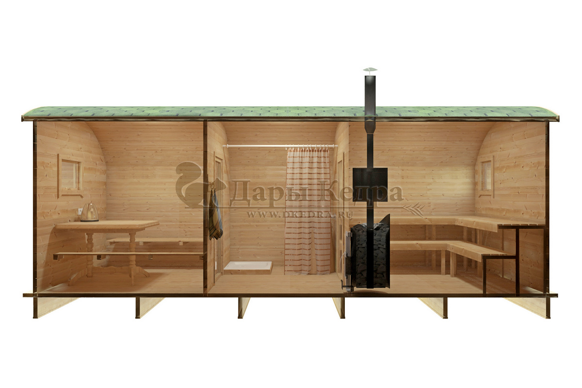 Баня-бочка буханка из кедра с боковым входом (все размеры)